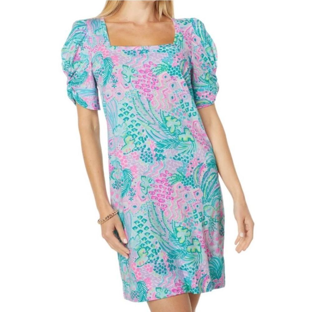 Lilly Pulitzer Haydn Short Sleeve Dress in multi banana split cotton size XS NWT